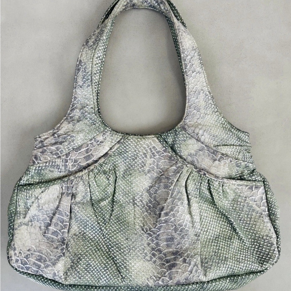 Lauren Merkin Green Snake Print Shoulder Bag